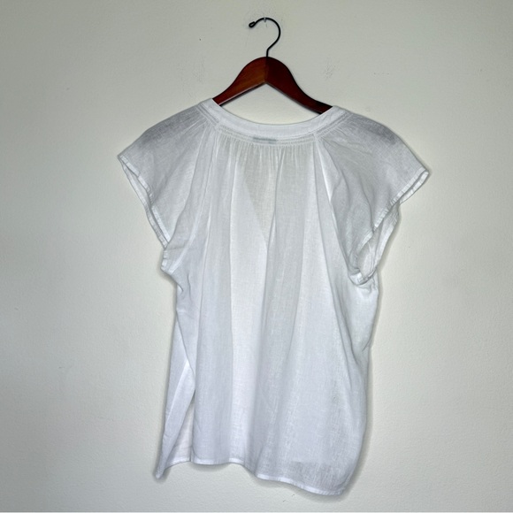 RAILS Alena Lightweight Top in White Womens Button-Up Linen Blend Size Large - Picture 9 of 11